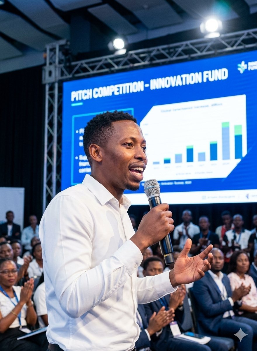 Bryan pitching at the Innovation Fund Pitch Competition